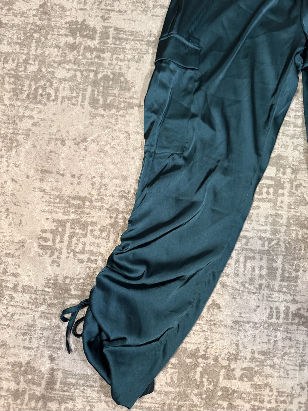 Pretty Garden Satin Jogger Cargo Pockets Pants Teal Women's Medium - Picture 3 of 7